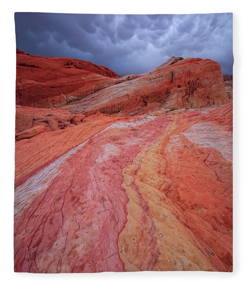 Scenics Fleece Blanket featuring the photograph Sandstone With Mammatus Clouds by Justinreznick