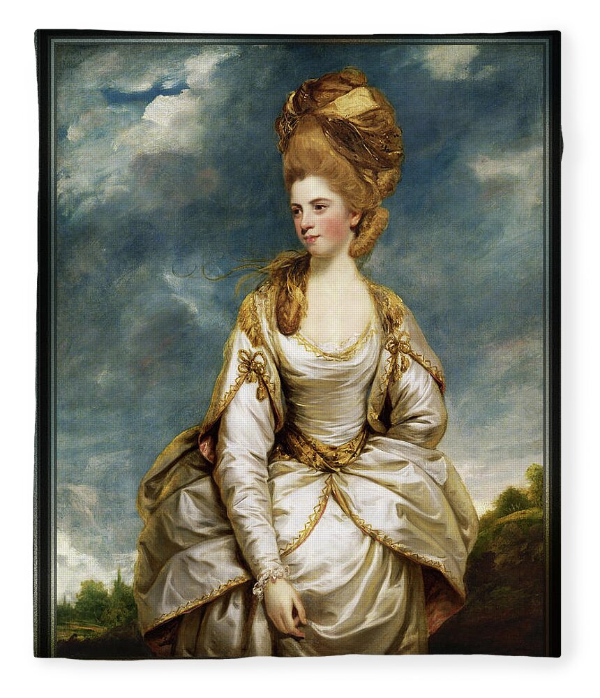 Sarah Campbell Fleece Blanket featuring the painting Sarah Campbell by Joshua Reynolds by Rolando Burbon