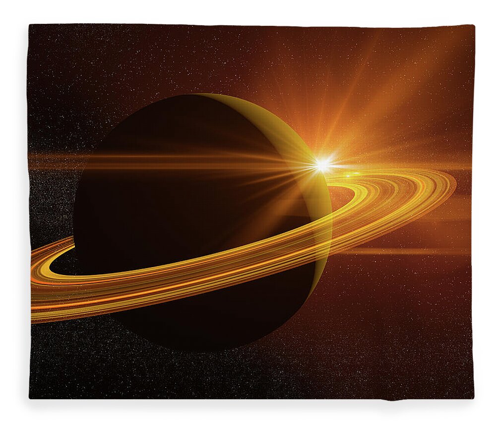North Star Fleece Blanket featuring the photograph Saturn by Teekid