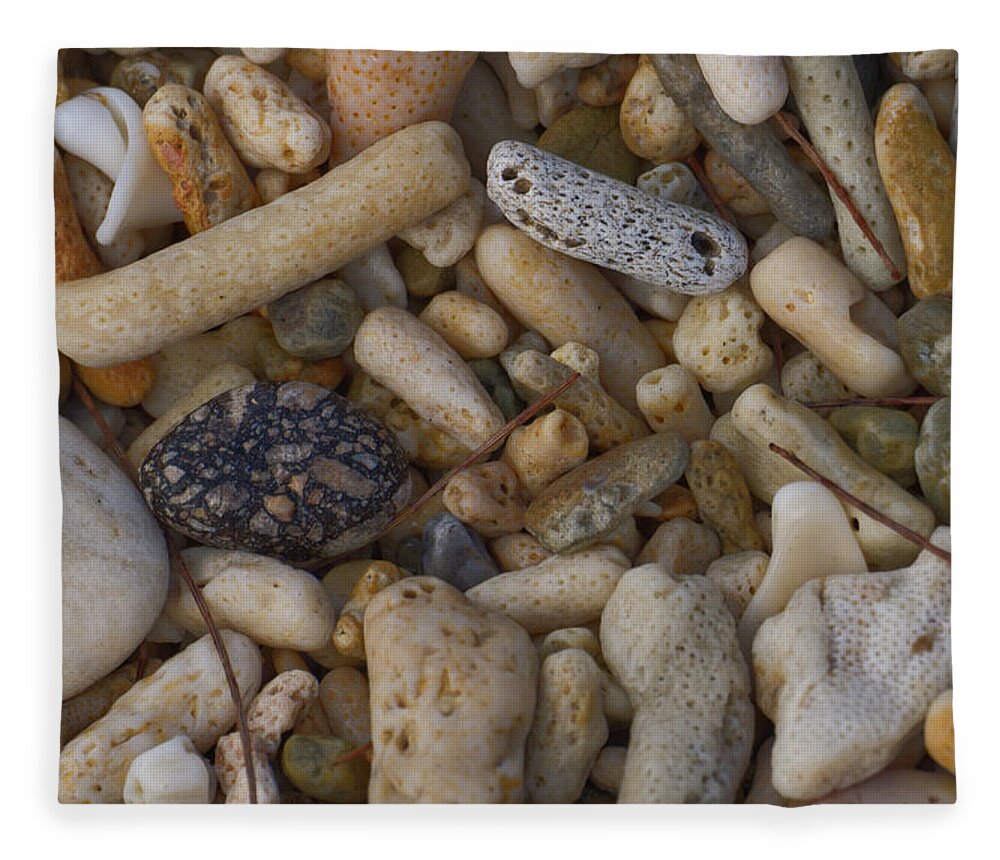Stones Fleece Blanket featuring the photograph Scattered on the Beach by Eric Hafner