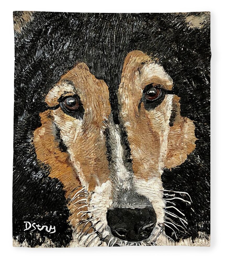  Fleece Blanket featuring the mixed media Scully by Deborah Stanley