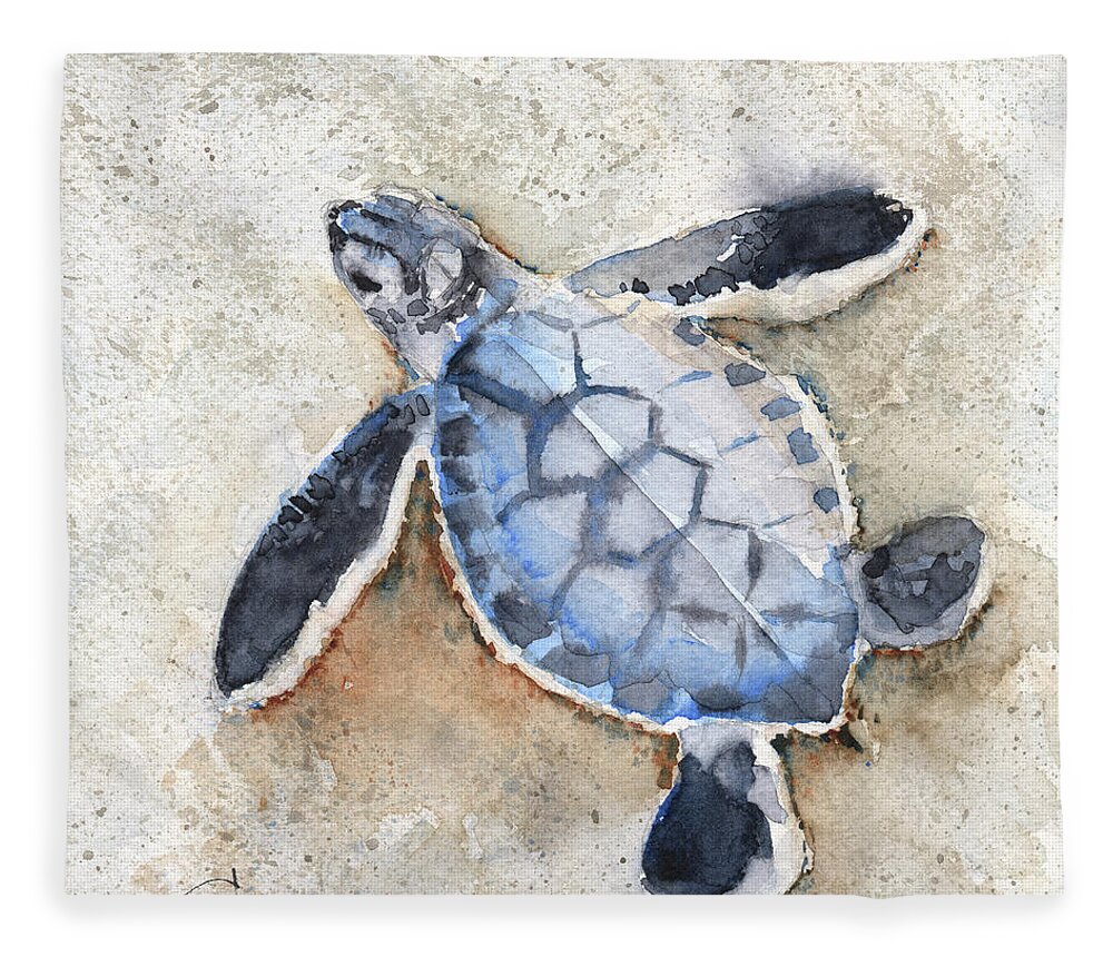 Sea Turtle Fleece Blanket featuring the painting Sea Turtle No. 29 by Claudia Hafner
