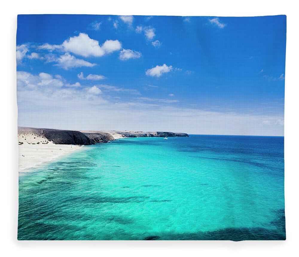 Scenics Fleece Blanket featuring the photograph Seascape, Lanzarote Canary Islands Sp by Cristian Baitg