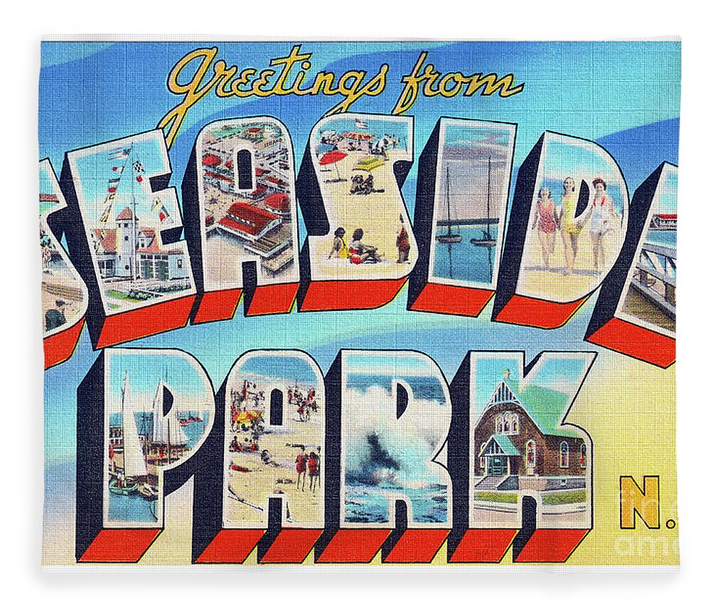 Lbi Fleece Blanket featuring the photograph Seaside Park Greetings - version 2 by Mark Miller