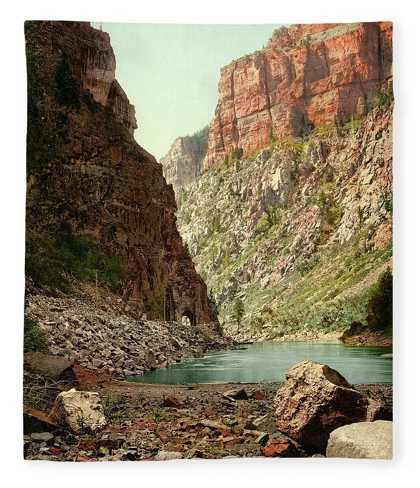  Fleece Blanket featuring the photograph Second Tunnel, Grand River Canyon by Detroit Photographic Company