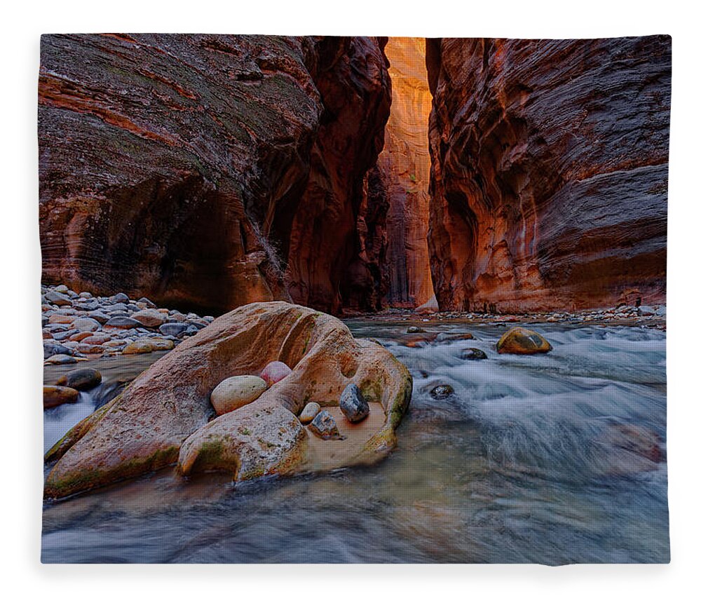 Zion Narrows Fleece Blanket featuring the photograph Seeing The Light by Jonathan Davison