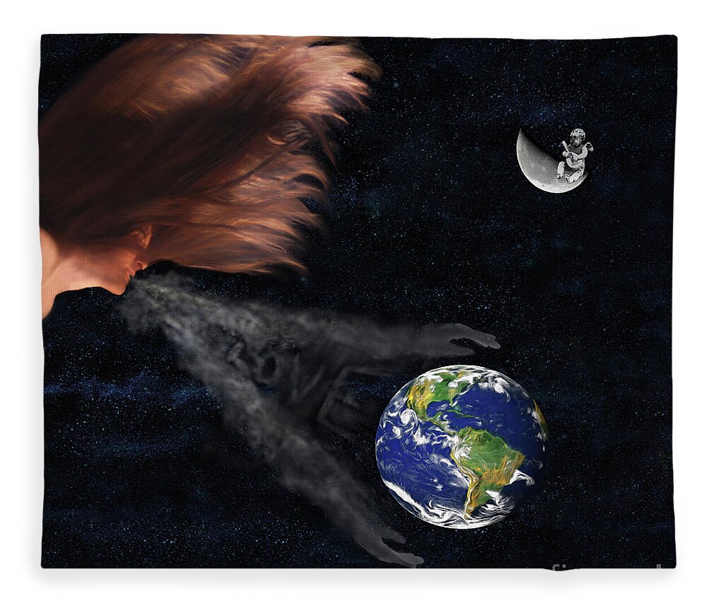 Earth Fleece Blanket featuring the digital art Sending You My Love by Jeff Breiman