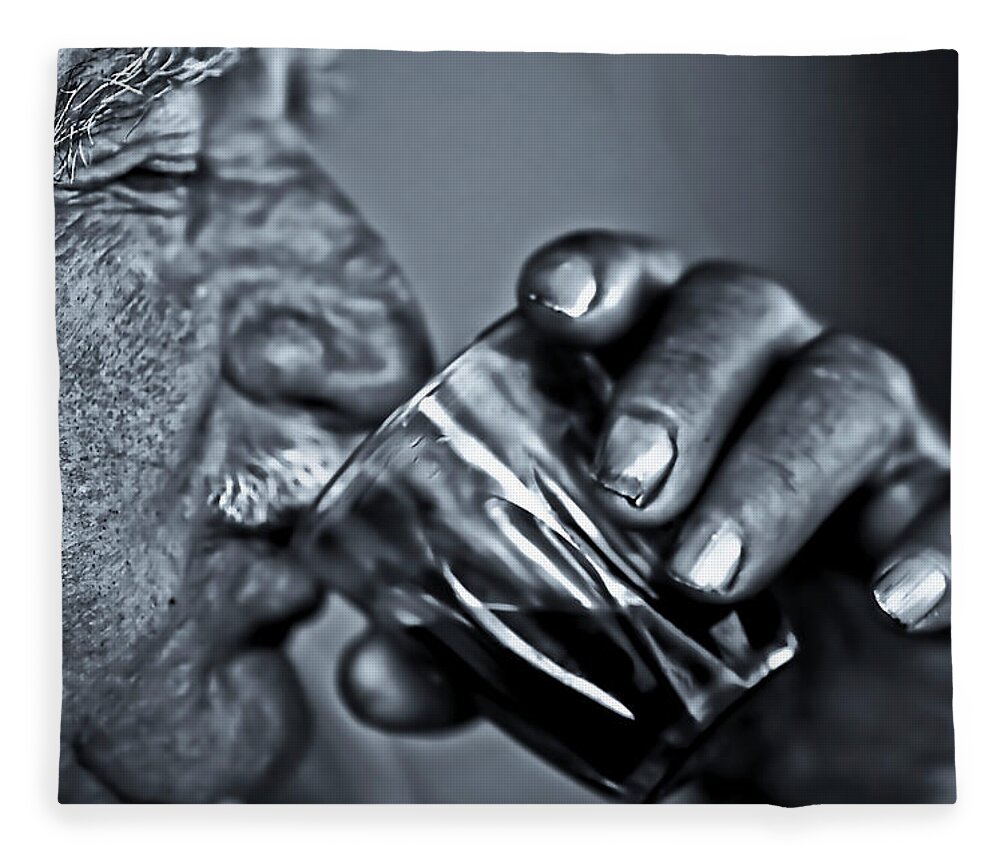 People Fleece Blanket featuring the photograph Senior Man Drinking Wine by Nasos Zovoilis
