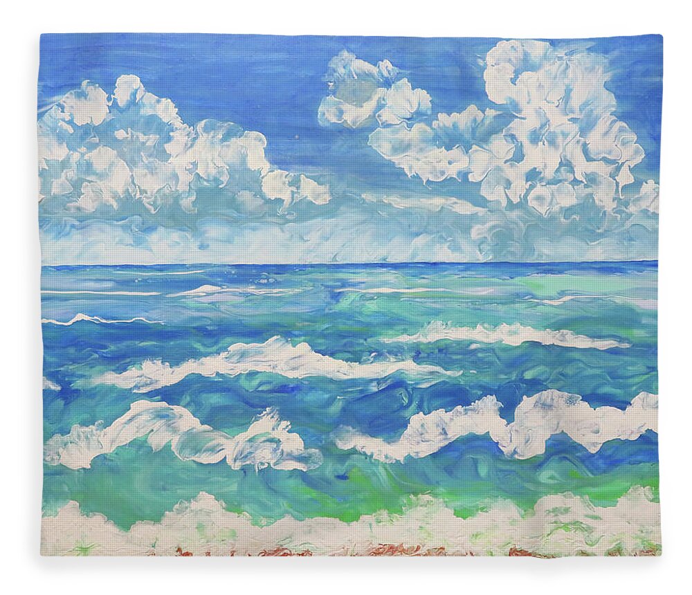 Sea Fleece Blanket featuring the painting Serenity Sea by Frances Miller