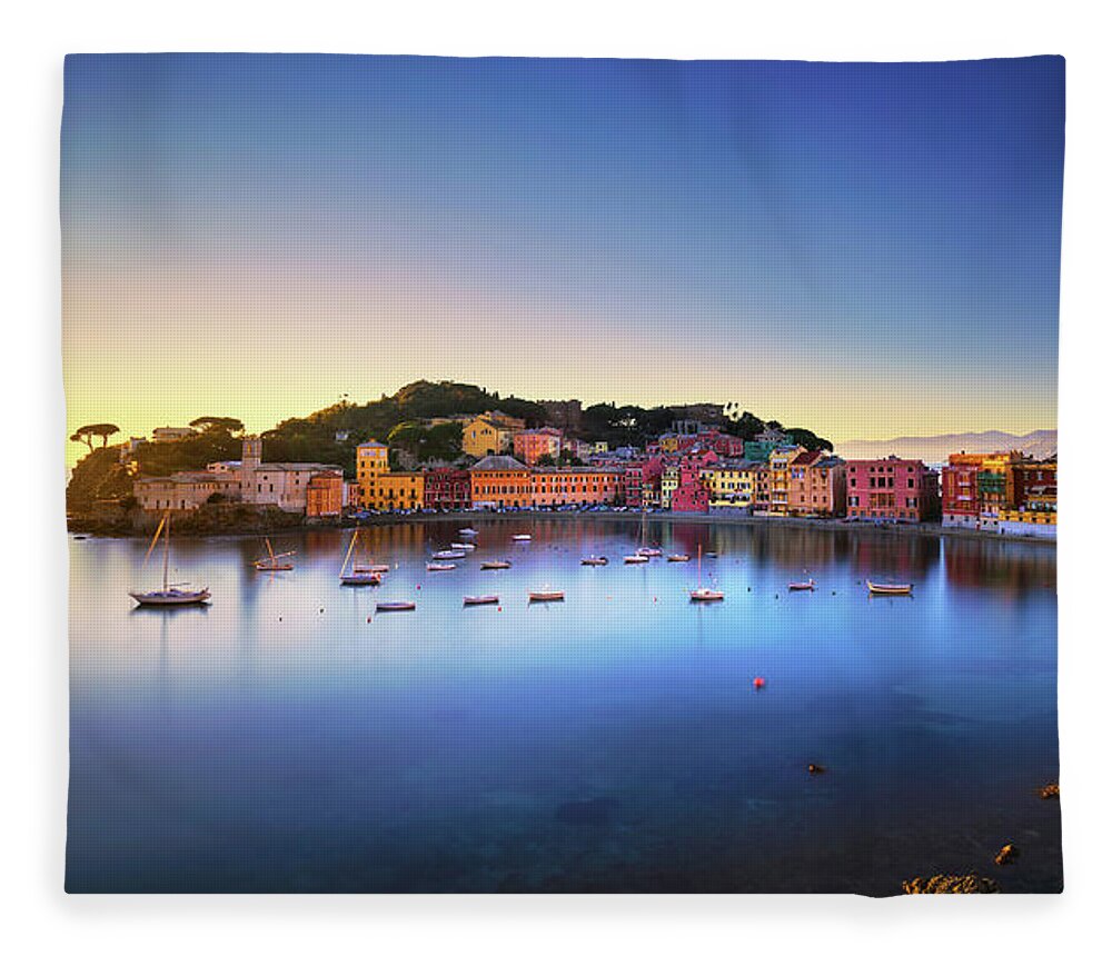 Sestri Fleece Blanket featuring the photograph Silence Bay, Sestri Levante, Liguria by Stefano Orazzini