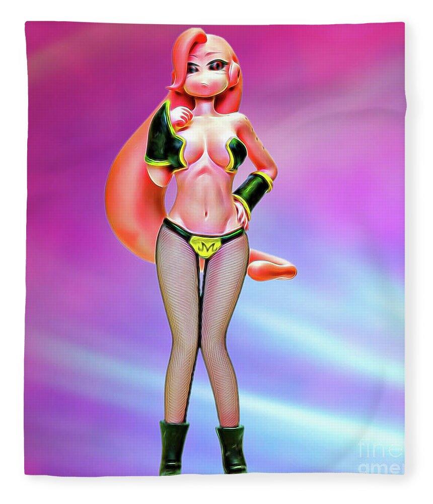 Android 21 Fleece Blanket featuring the digital art Sexy Buu by Ray Shiu