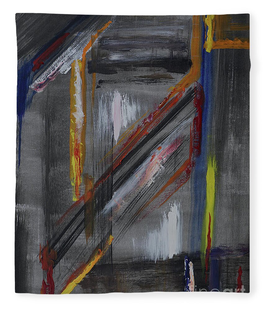 Abstract Fleece Blanket featuring the painting Shaft by Karen Fleschler