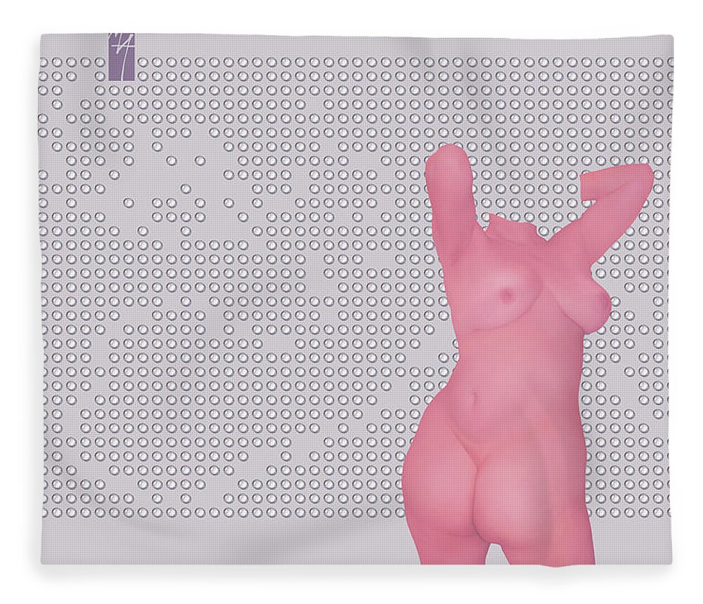Female Nude Fleece Blanket featuring the digital art Shampooing by Attila Meszlenyi