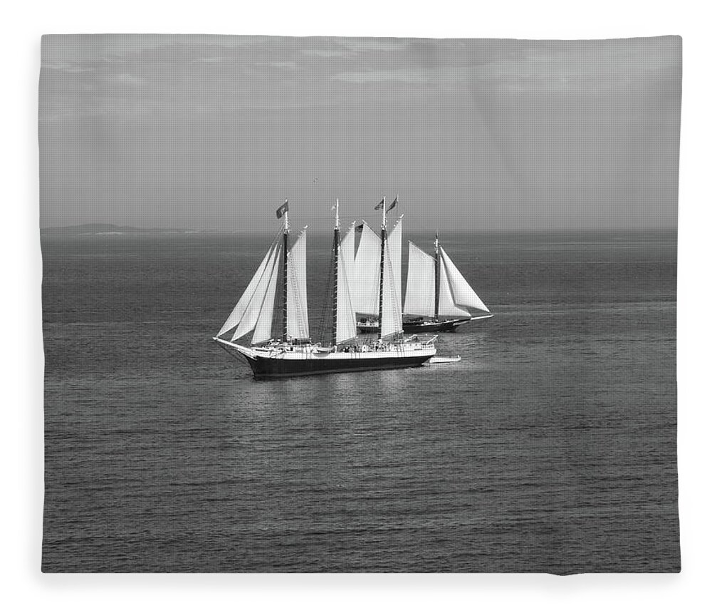 Sloop Fleece Blanket featuring the photograph Ships passing by Jean Evans