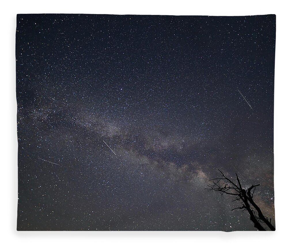 Night Fleece Blanket featuring the photograph Shooting Star Night by Art Cole