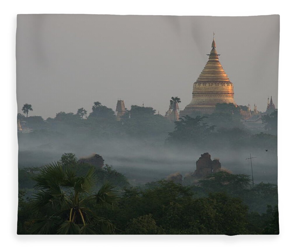 Tranquility Fleece Blanket featuring the photograph Shwezigon Pagoda, Bagan by Joe & Clair Carnegie / Libyan Soup