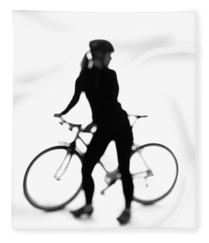 Recreational Pursuit Fleece Blanket featuring the photograph Silhouette Of A Woman With A Bicycle by Peter Rutherhagen