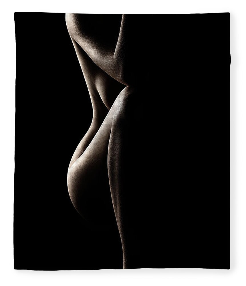 Nude Fleece Blanket featuring the photograph Silhouette of nude woman by Johan Swanepoel