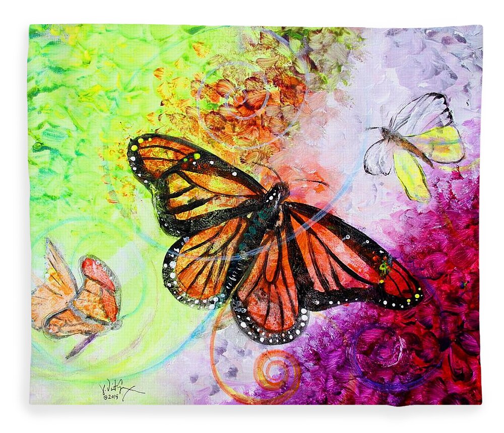 Butterfly Fleece Blanket featuring the painting Sincere Beauty by J Vincent Scarpace