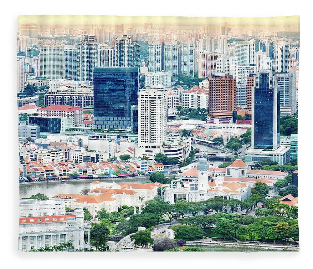 Southeast Asia Fleece Blanket featuring the photograph Singapore Panorama by Bertlmann