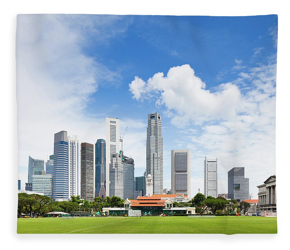 Southeast Asia Fleece Blanket featuring the photograph Singapore Skyline by Tomml