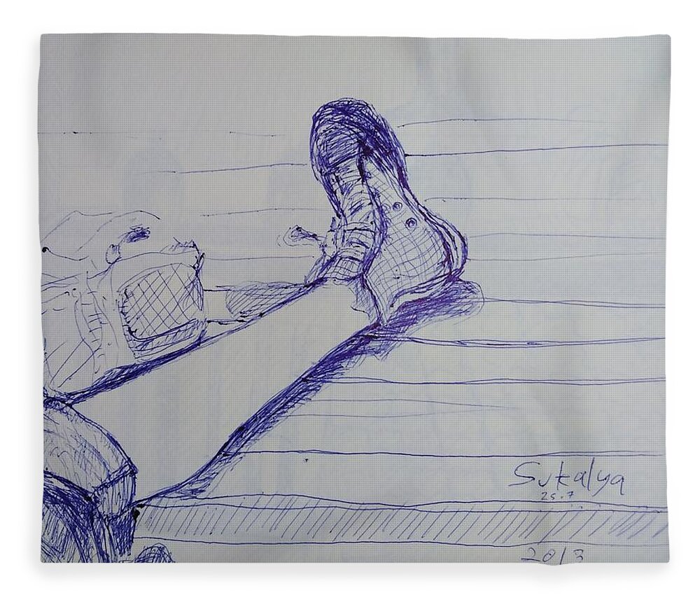 Leg Fleece Blanket featuring the drawing Sketching a leg by Sukalya Chearanantana