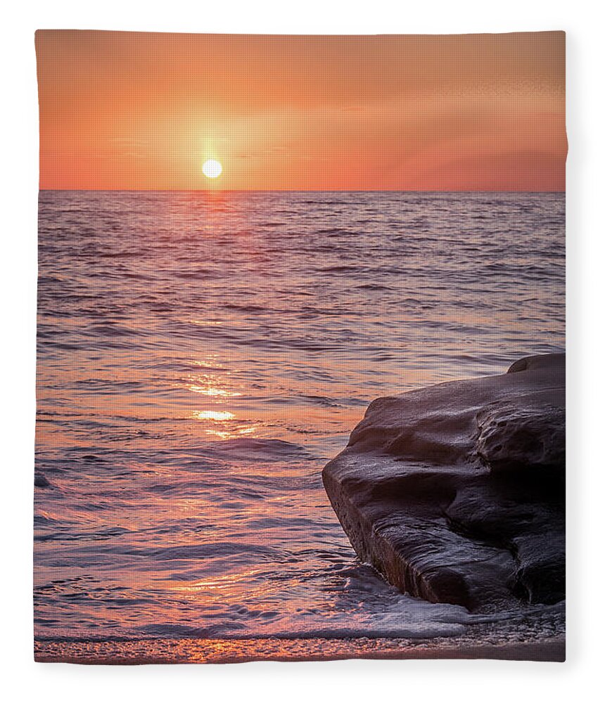 Beach Fleece Blanket featuring the photograph Skies of Orange by Aaron Burrows