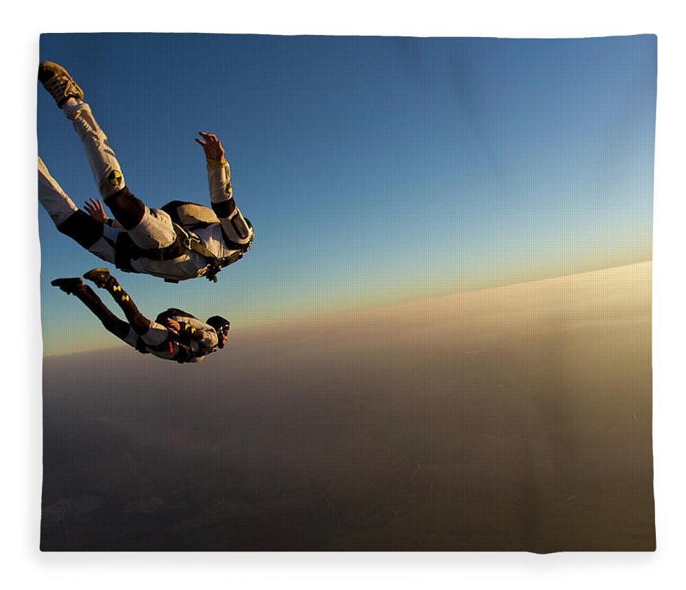 Mid Adult Women Fleece Blanket featuring the photograph Skydiving Track Sunset by Rick Neves