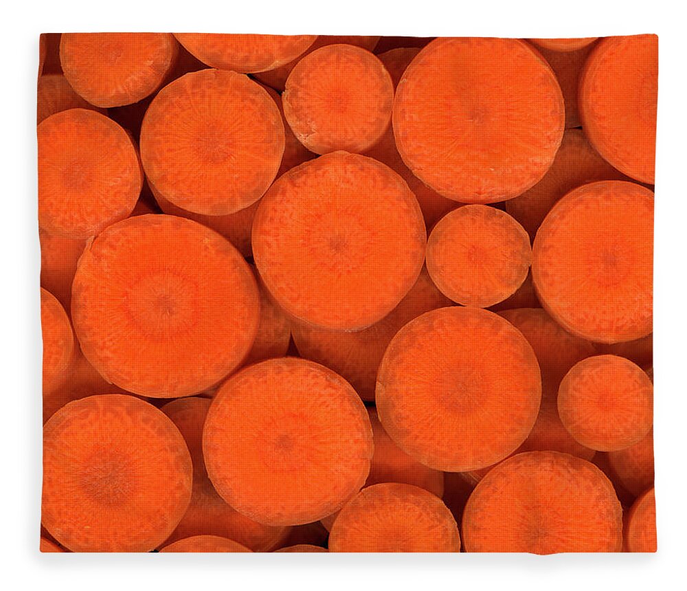 Orange Color Fleece Blanket featuring the photograph Sliced Carrots Close Up by Thomas J Peterson