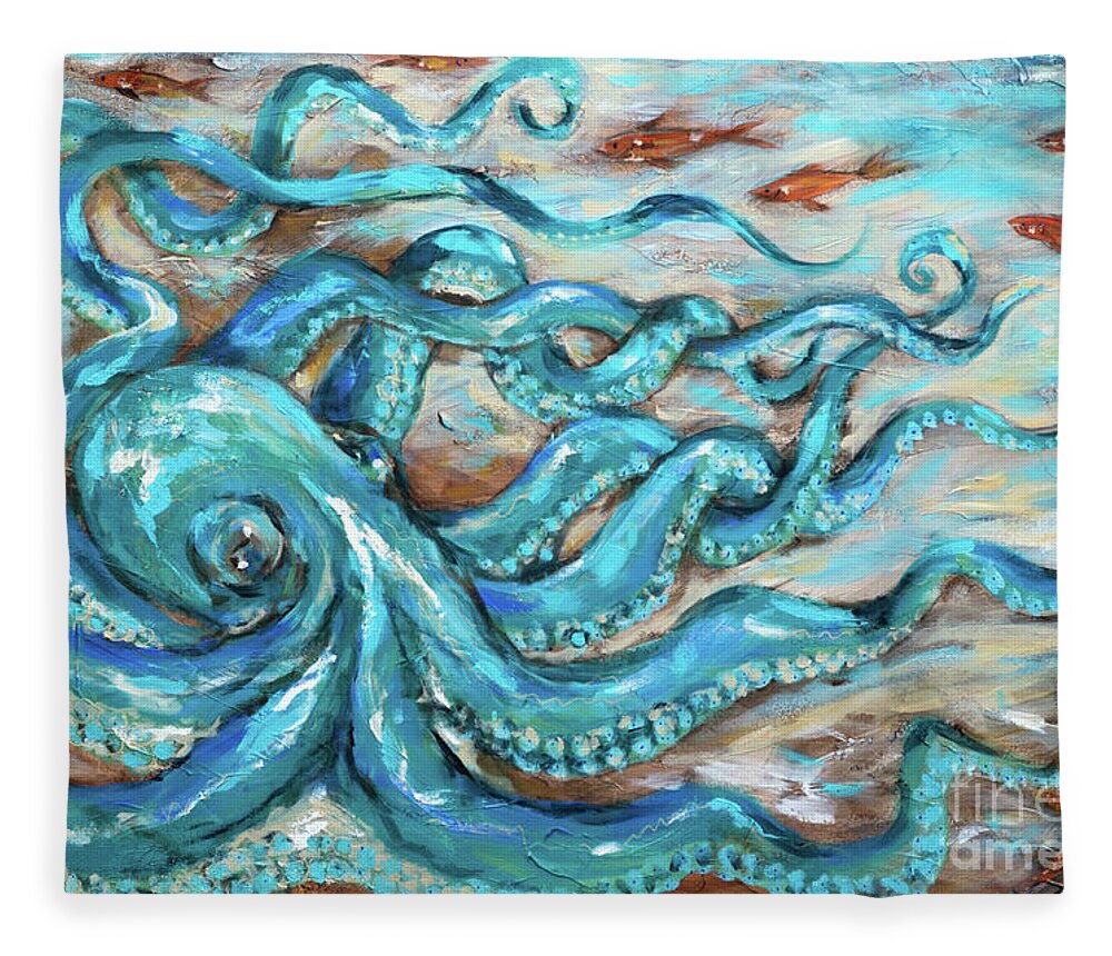 Ocean Fleece Blanket featuring the painting Slithering by Linda Olsen