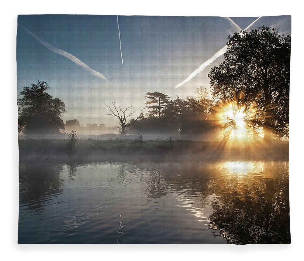 Scenics Fleece Blanket featuring the photograph Slough Sunrise by Kevin Day