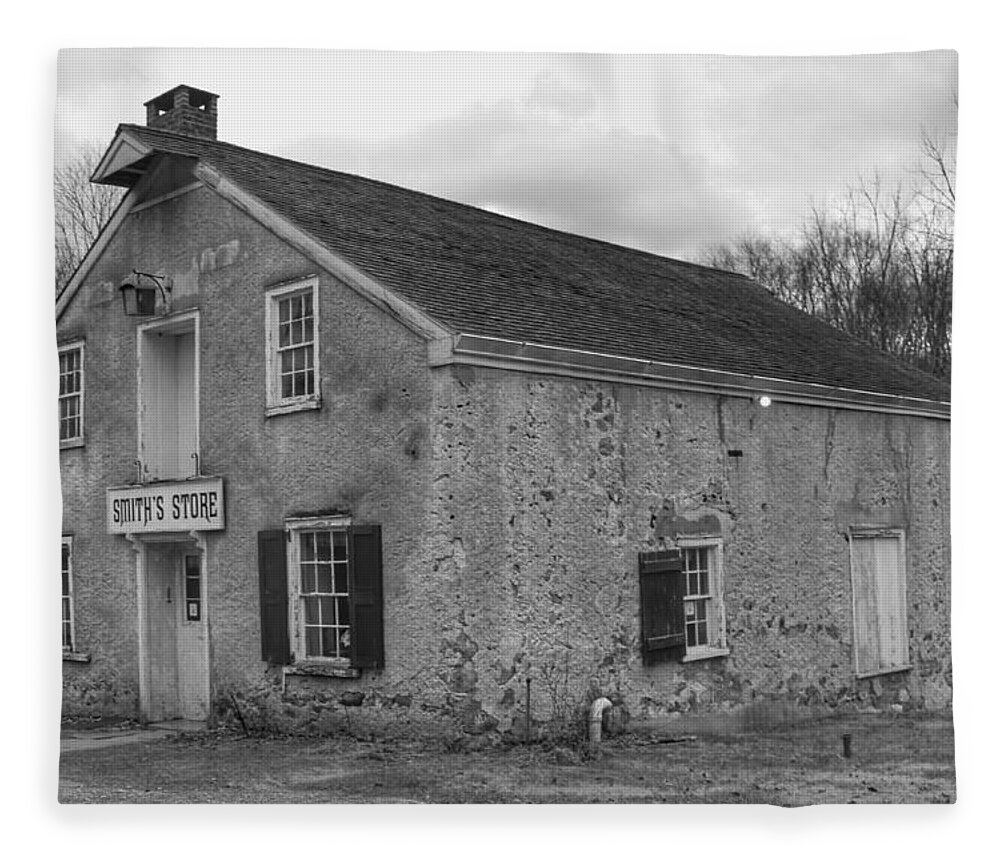 Waterloo Village Fleece Blanket featuring the photograph Smith's Store - Waterloo Village by Christopher Lotito