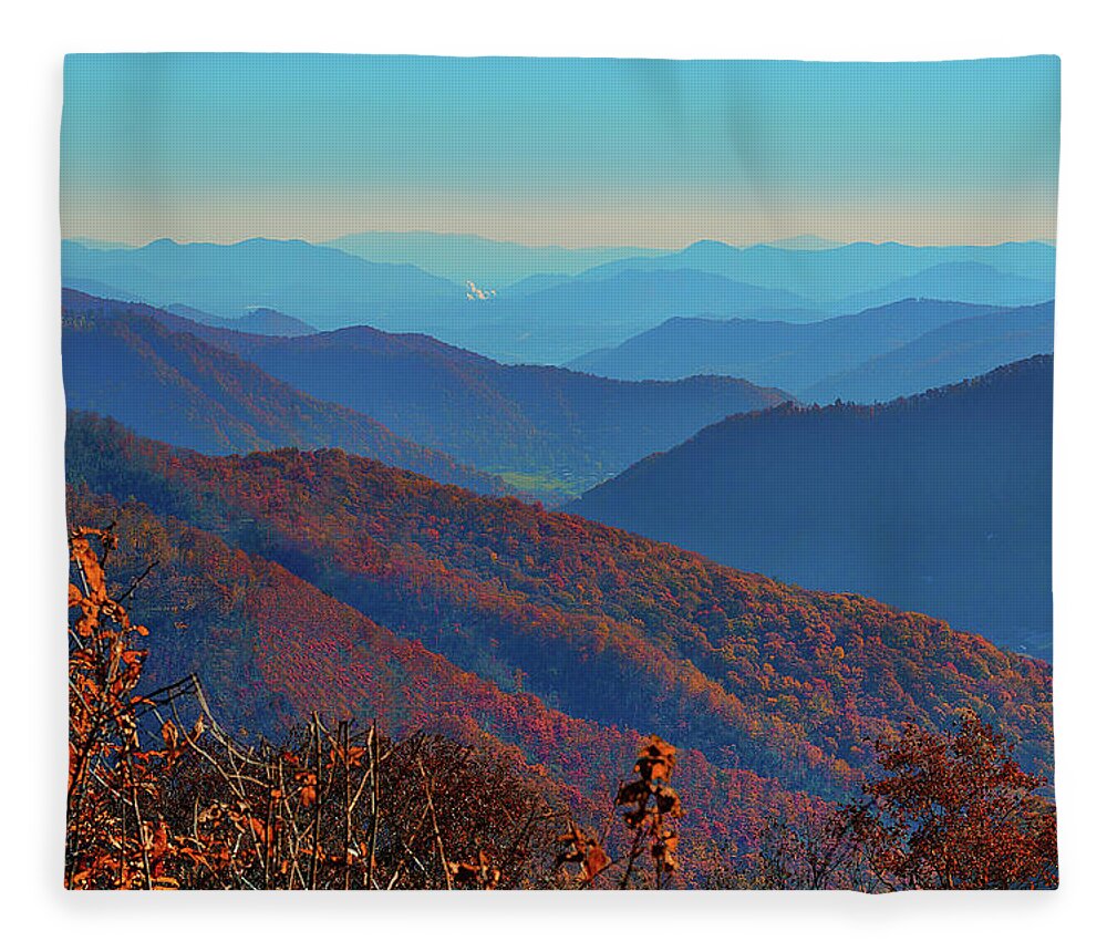 Smoky Mountains Fleece Blanket featuring the photograph Smoky Mountain Autumn by Greg Norrell