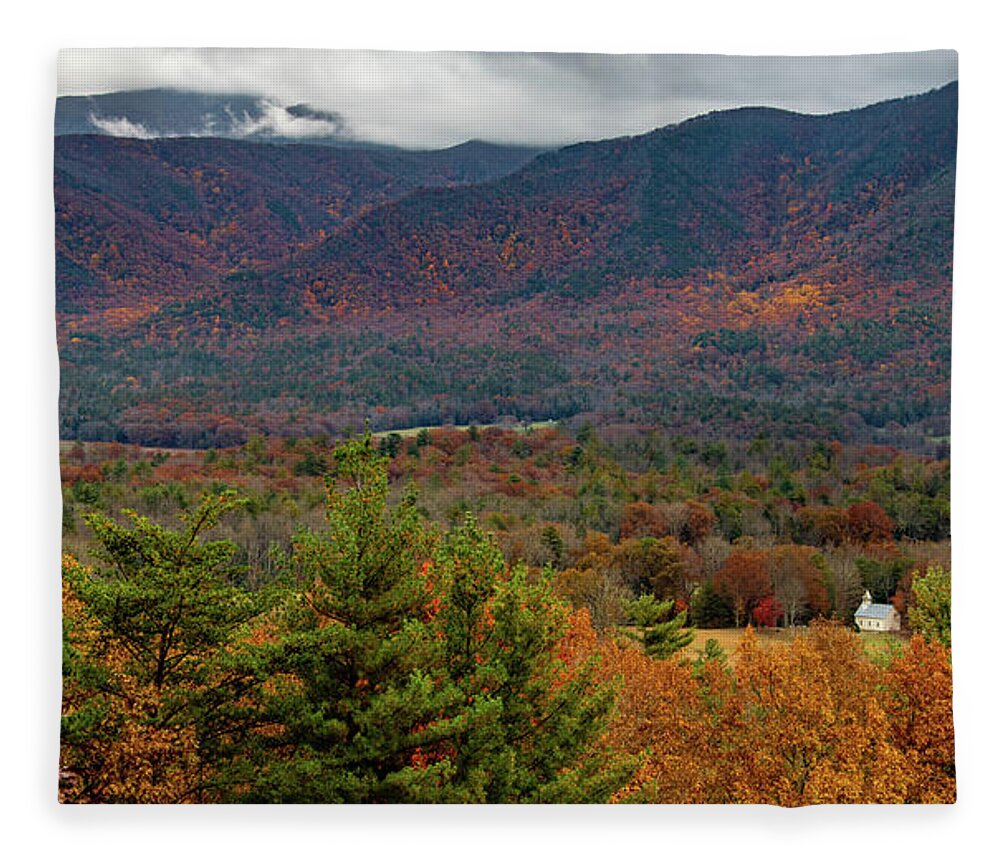 Fall Fleece Blanket featuring the photograph Smoky Mountains Autumn Splendor by Marcy Wielfaert