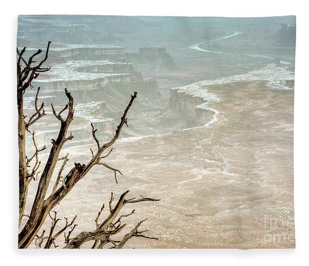 Green River Fleece Blanket featuring the photograph Snag at dawn by Izet Kapetanovic