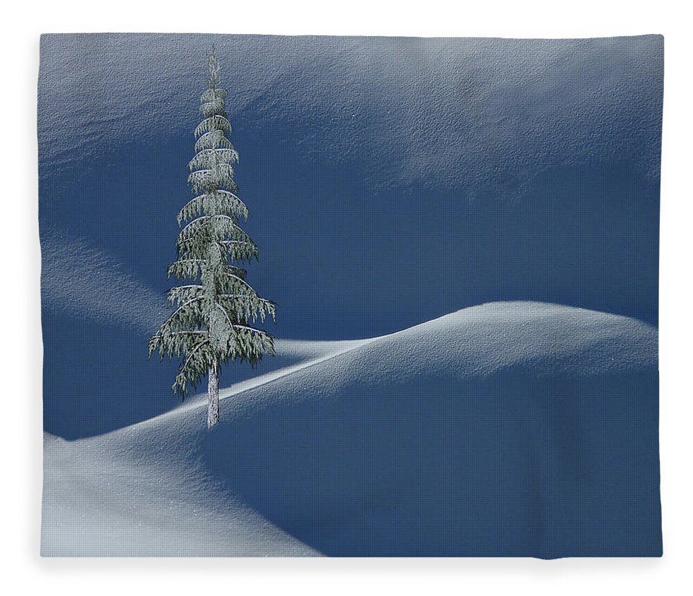 Tree Fleece Blanket featuring the photograph Snow Covered Tree and Mountains Color by David Dehner