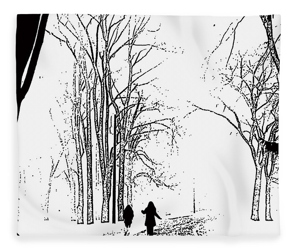 Snow Fleece Blanket featuring the photograph Snowy Stroll by Geoff Jewett