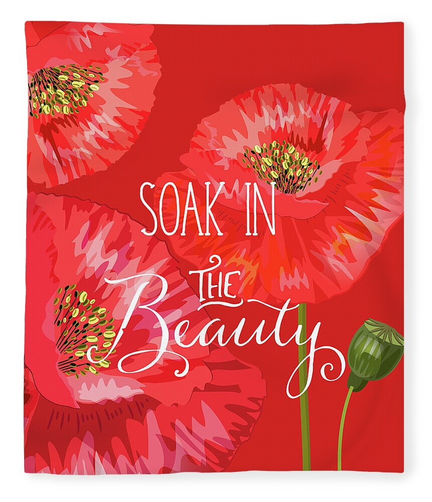 Poppy Fleece Blanket featuring the digital art Soak in the Beauty Red Poppies by Doreen Erhardt