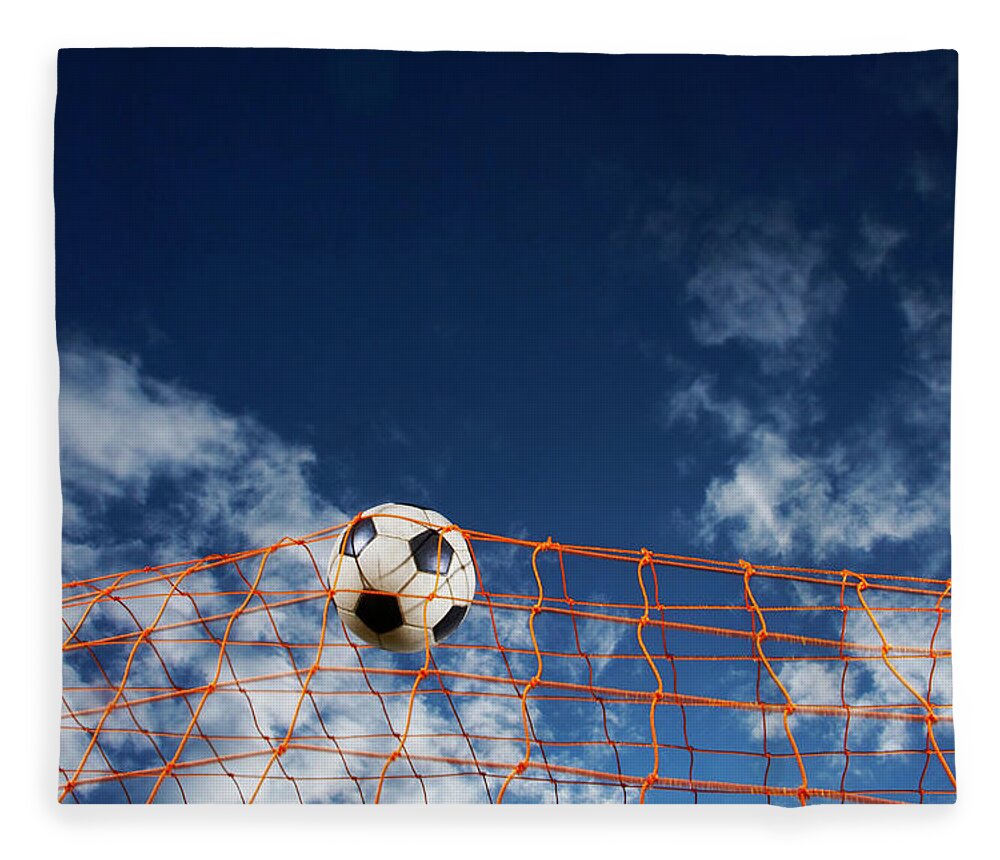 Soccer Ball Going Into Goal Net Fleece Blanket For Sale By Fuse