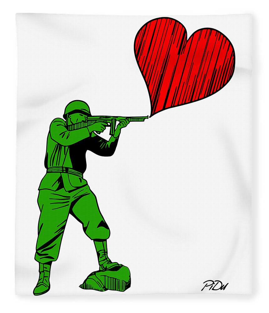 Military Fleece Blanket featuring the digital art Soldier of Love by Piotr Dulski