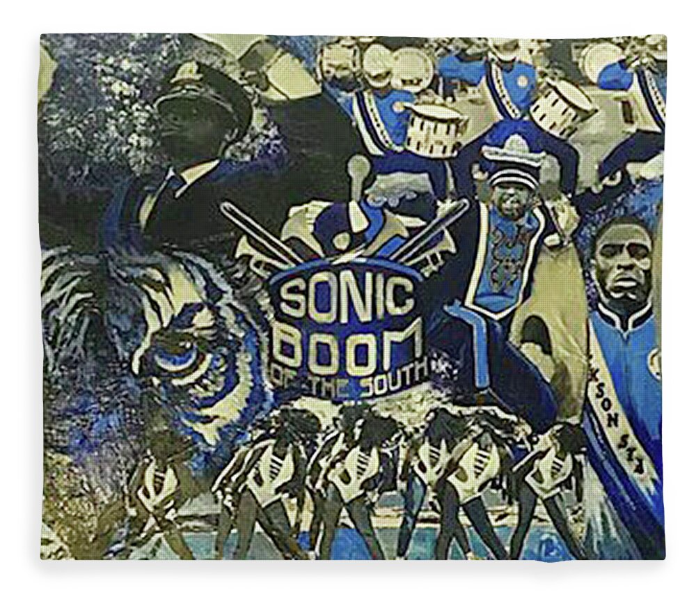 Jsu Sonic Boom Fleece Blanket featuring the painting Sonic Boom by Femme Blaicasso