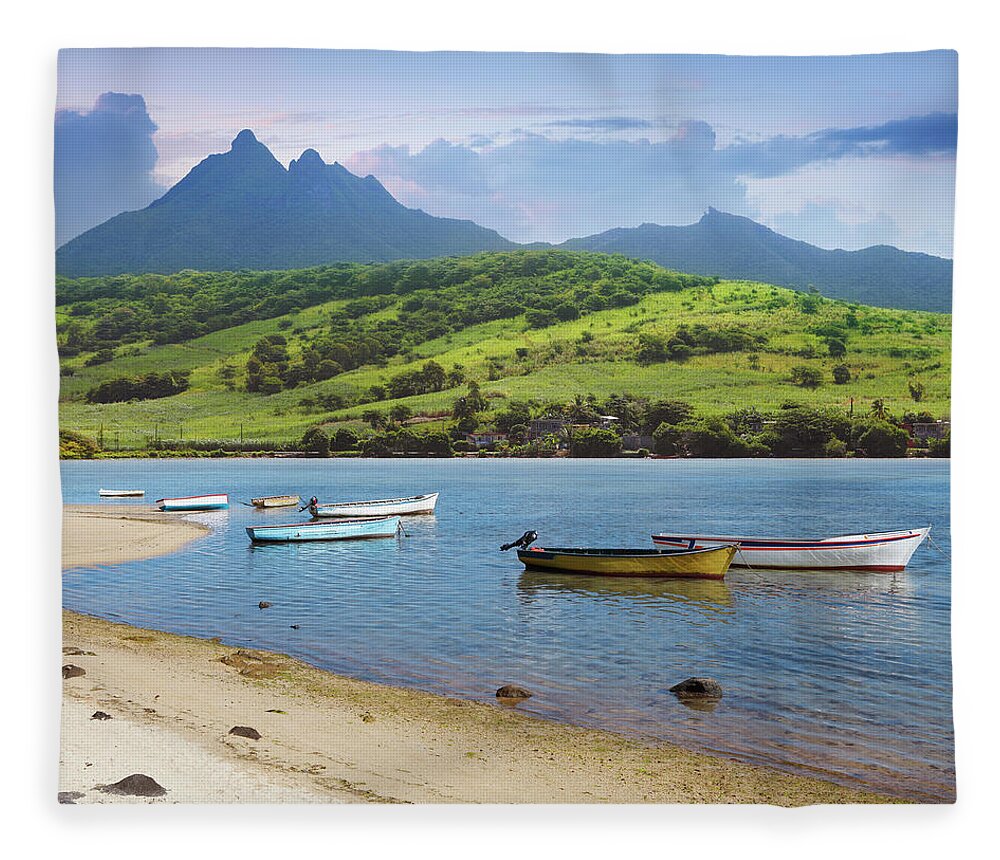 Scenics Fleece Blanket featuring the photograph South East Coast Of Mauritius Island by Ondrej Cech