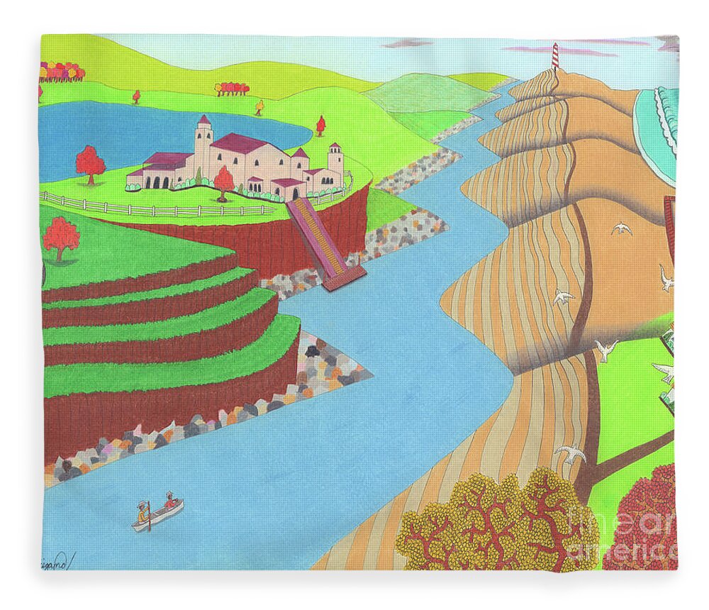 Spain Fleece Blanket featuring the drawing Spanish Wells by John Wiegand