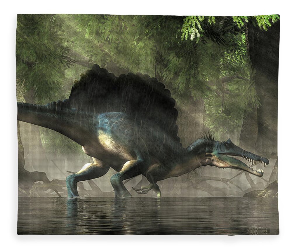 Spinosaurus Fleece Blanket featuring the digital art Spinosaurus by Daniel Eskridge