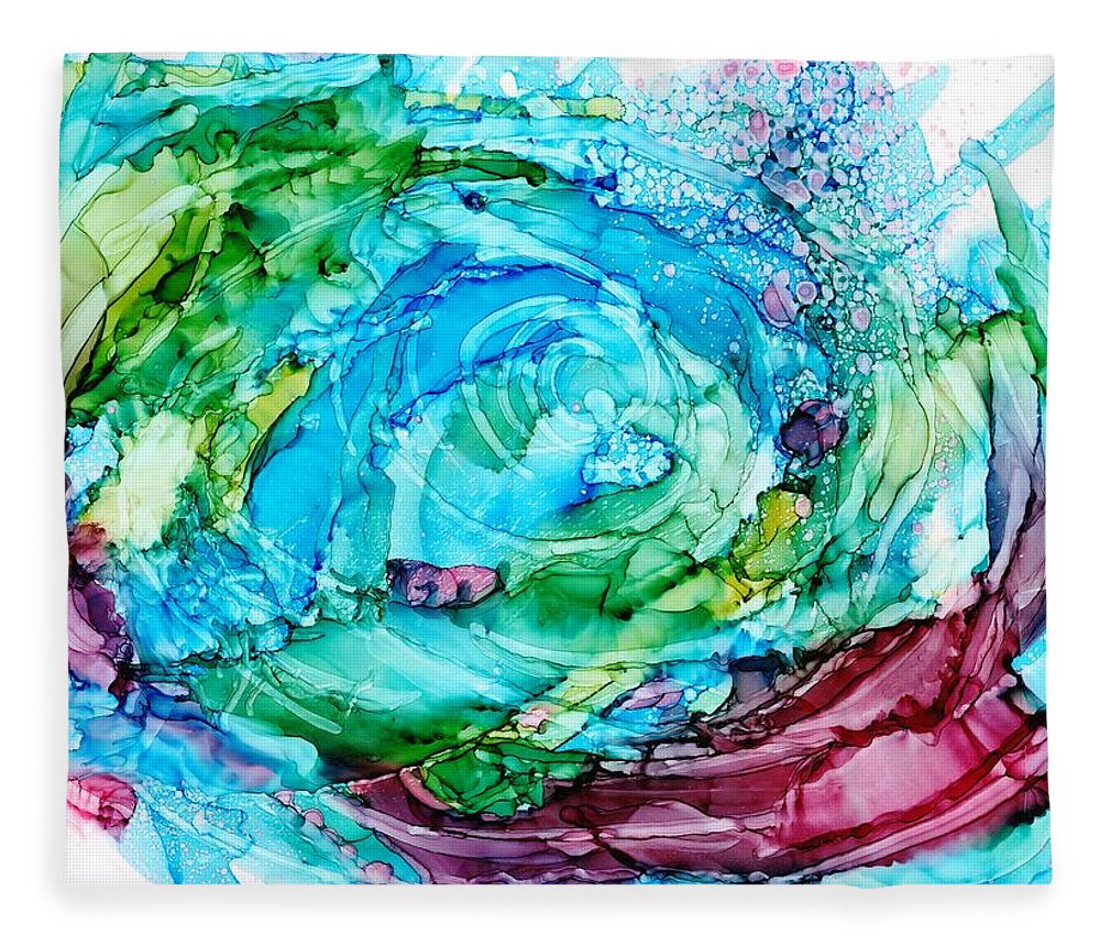 Abstract Fleece Blanket featuring the painting Spiral by Christy Sawyer
