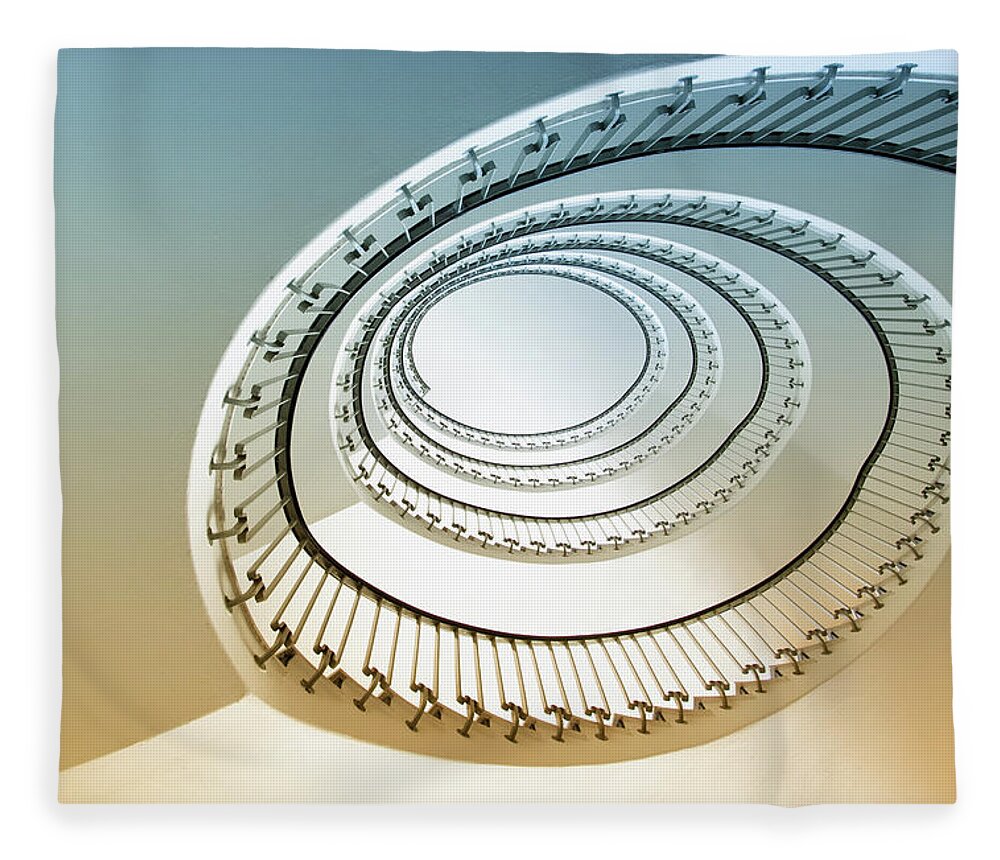 Curve Fleece Blanket featuring the photograph Spiral Staircase by Fotogaby