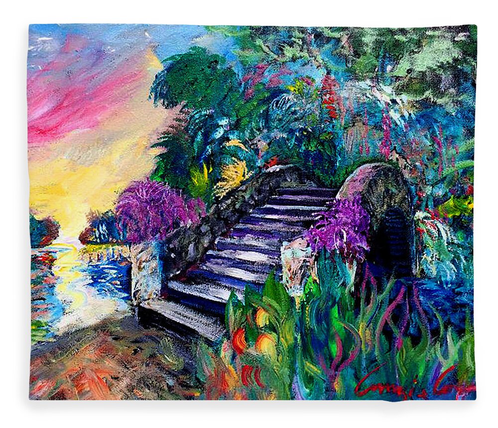 New Orleans Fleece Blanket featuring the painting Spirit Bridge Two by Amzie Adams