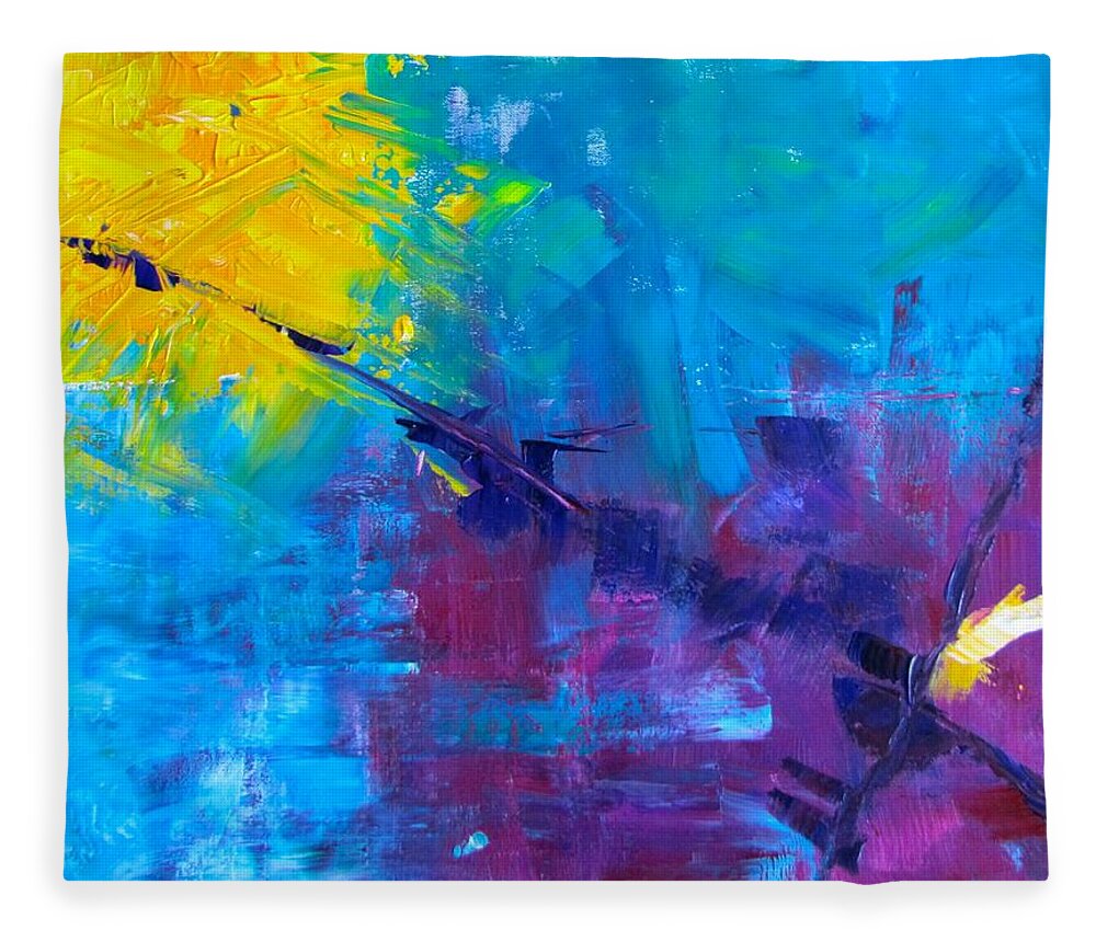 Violet Fleece Blanket featuring the painting Spit Fire by Barbara O'Toole