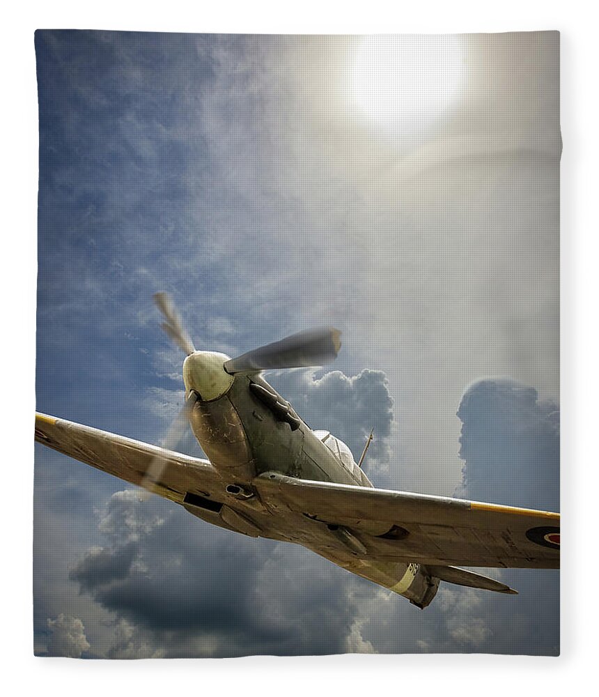 Aircraft Fleece Blanket featuring the photograph Spitfire Under the Sun by Phil And Karen Rispin