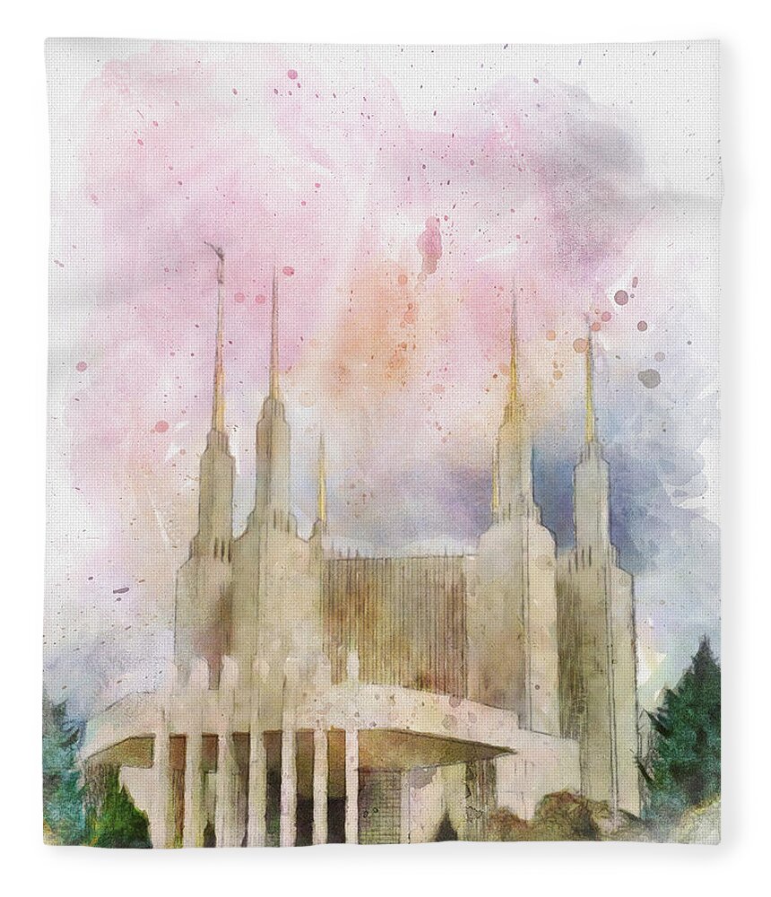 Temple Fleece Blanket featuring the painting Splendid Morning by Greg Collins